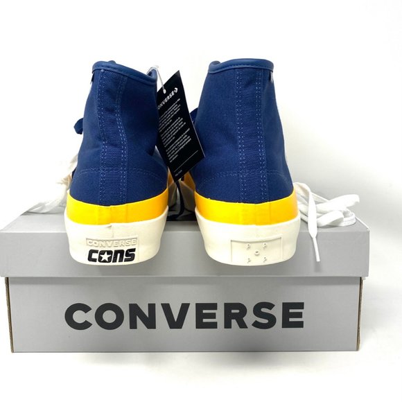 CONVERSE Mens 169006C JACK PURCELL PRO P Navy Citrus Egret Canvas Hi Top Sneaker - Picture 3 of 12